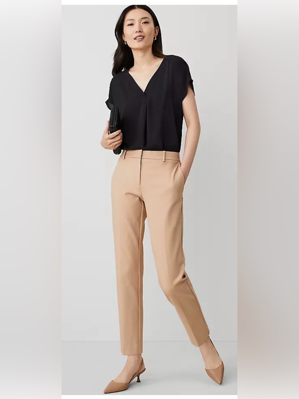 Ann Taylor Ava Ankle Trousers in Camel